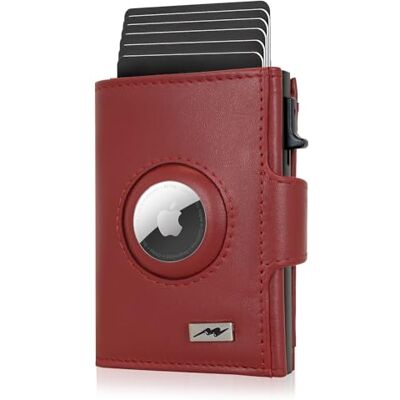 Marc Peter ® Chicago Push Air Slim Wallet Airtag-portemonnee met muntvak, RFID-bescherming, kleine mini-portemonnee van leer, Rood, Klassiek Marc Peter ® Chicago Push Air Slim Wallet Airtag-portemonnee met muntvak, RFID-bescherming, kleine mini-portemonnee van leer, Rood, Klassiek