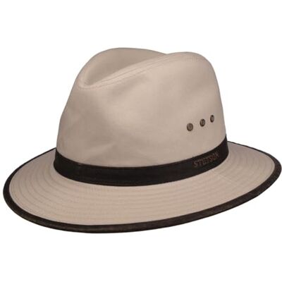 Stetson Ava Hoed, katoen, outdoor, heren, avonturier, met leren band, biezen, zomer, lente en zomer, Lichtbeige L (58-59 cm) Stetson Ava Hoed, katoen, outdoor, heren, avonturier, met leren band, biezen, zomer, lente en zomer, Lichtbeige L (58-59 cm)