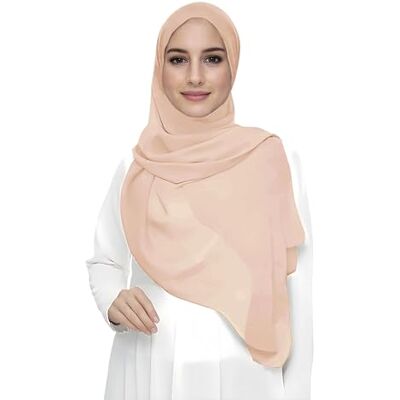 Lina & Lily Hijab-sjaal voor moslimvrouwen, van mousseline, rechthoekig, lichte en soepele stof., Perzik roze Eén maat Lina & Lily Hijab-sjaal voor moslimvrouwen, van mousseline, rechthoekig, lichte en soepele stof., Perzik roze Eén maat