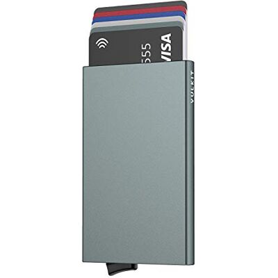 VULKIT Alpha Kaarthouder voor heren of dames, aluminium, automatisch, pop-up, bank- en creditcardhouder, met RFID-blokkering, voor 5 kaarten, A-ruimtegrijs, S, dunne portemonnee VULKIT Alpha Kaarthouder voor heren of dames, aluminium, automatisch, pop-up, bank- en creditcardhouder, met RFID-blokkering, voor 5 kaarten, A-ruimtegrijs, S, dunne portemonnee