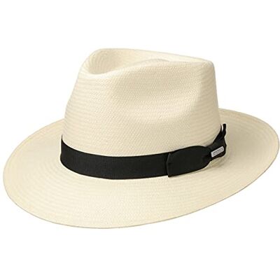 Stetson Telida Toyo Bogart Hoed voor dames/heren van stro met grofkorrelig lint lente-zomer, natuur, 56-57 M (56-57 cm) Stetson Telida Toyo Bogart Hoed voor dames/heren van stro met grofkorrelig lint lente-zomer, natuur, 56-57 M (56-57 cm)
