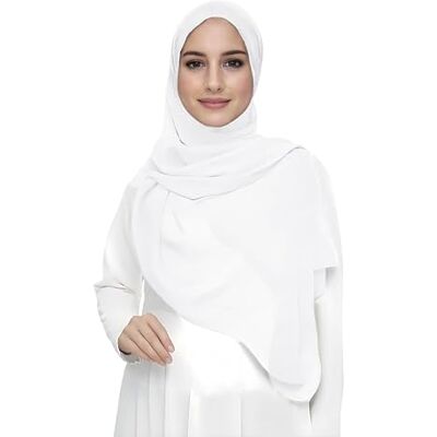 Lina & Lily Hoogwaardige chiffon sjaal voor dames, moslim hijab van lichte stof, Wit. One Size Lina & Lily Hoogwaardige chiffon sjaal voor dames, moslim hijab van lichte stof, Wit. One Size