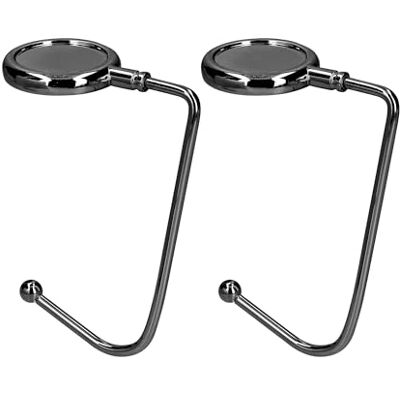 kwmobile 2 x handtashaak – opvouwbare zakhouder – zakhouder voor tafel of kantoor – ophangen van handtas en kleine voorwerpen – zilverkleurig, donkere leisteen, Minimalistisch kwmobile 2 x handtashaak – opvouwbare zakhouder – zakhouder voor tafel of kantoor – ophangen van handtas en kleine voorwerpen – zilverkleurig, donkere leisteen, Minimalistisch