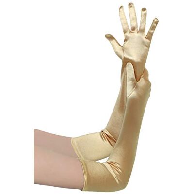 BABEYOND Dameshandschoenen, satijn, opera, feest, Audrey Hepburn handschoenen, 1920-stijl, elastisch, voor volwassenen, maat elleboog tot pols, lengte 52 cm, Goud, one size one size BABEYOND Dameshandschoenen, satijn, opera, feest, Audrey Hepburn handschoenen, 1920-stijl, elastisch, voor volwassenen, maat elleboog tot pols, lengte 52 cm, Goud, one size one size