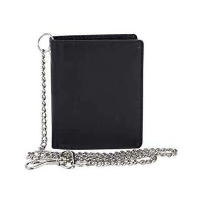 LEAS Kleine portemonnee voor dames en heren met ketting, staand en veilig, RFID-blokkering met -geschenkdoos, echt leer, zwart, 10,5 x 8,5 cm, zwart., Modern, minimalistisch LEAS Kleine portemonnee voor dames en heren met ketting, staand en veilig, RFID-blokkering met -geschenkdoos, echt leer, zwart, 10,5 x 8,5 cm, zwart., Modern, minimalistisch