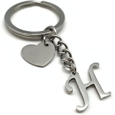 EVEMATE Sleutelhanger met hart initiële A-Z naam sleutelhanger roestvrij staal handgemaakt vriend vriendin partner auto (H) 75mm EVEMATE Sleutelhanger met hart initiële A-Z naam sleutelhanger roestvrij staal handgemaakt vriend vriendin partner auto (H) 75mm