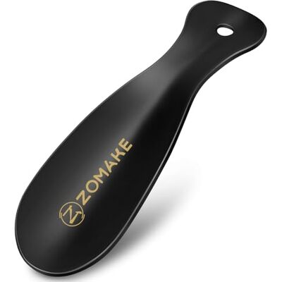 ZOMAKE Voetschoen van roestvrij staal, kleine schoenlepel van metaal, 19 cm, met haak en gat, eenvoudig te bedienen, perfect voor op reis ZOMAKE Voetschoen van roestvrij staal, kleine schoenlepel van metaal, 19 cm, met haak en gat, eenvoudig te bedienen, perfect voor op reis