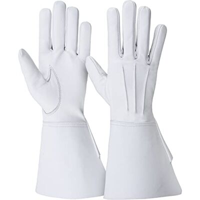 Daskz Leathers Handschoenen voor heren, lange manchetten, wit, M Daskz Leathers Handschoenen voor heren, lange manchetten, wit, M