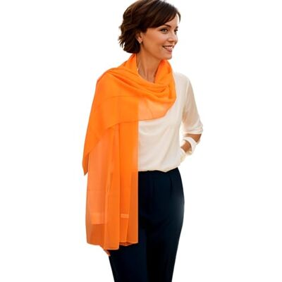 Prettystern Sjaal van chiffon, dames, heren, ceremonie, sjaal, lente en zomer, effen, kleurrijk oranje 176cm X 55cm Prettystern Sjaal van chiffon, dames, heren, ceremonie, sjaal, lente en zomer, effen, kleurrijk oranje 176cm X 55cm