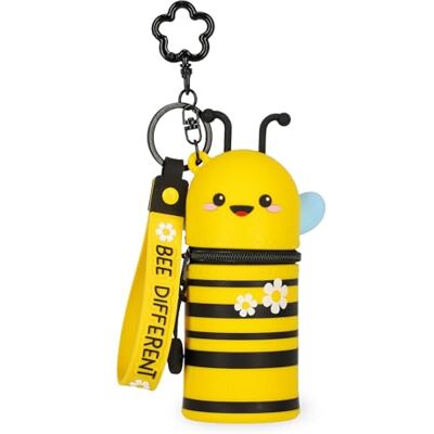 Legami Portemonnee met sleutelhanger Mini Kawaii thema Bee met spiraalring, karabijnhaak en polsband, siliconen, 5 x 12 x 5 cm Legami Portemonnee met sleutelhanger Mini Kawaii thema Bee met spiraalring, karabijnhaak en polsband, siliconen, 5 x 12 x 5 cm
