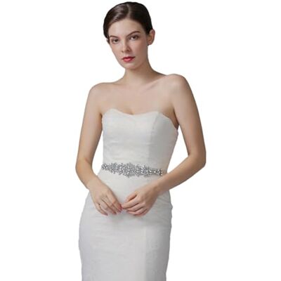 TOPQUEEN Bruiloftsriem van kristal, voor dames, met strassteentjes, bruidsriem met parels, ECRU, Eén maat Eén maat TOPQUEEN Bruiloftsriem van kristal, voor dames, met strassteentjes, bruidsriem met parels, ECRU, Eén maat Eén maat