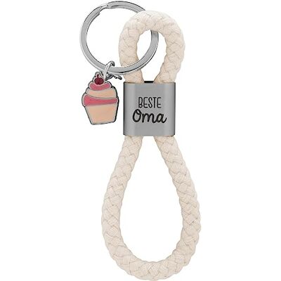 GRUSS & CO 48351 Grootmoeder Loop Sleutelhanger Hanger bestaande uit gevlochten gesp met Best Oma bedrukt patroon met cupcake bedel, meerkleurig, 12 cm, oma-motief, Meerkleurig, Motief "Oma GRUSS & CO 48351 Grootmoeder Loop Sleutelhanger Hanger bestaande uit gevlochten gesp met Best Oma bedrukt patroon met cupcake bedel, meerkleurig, 12 cm, oma-motief, Meerkleurig, Motief "Oma