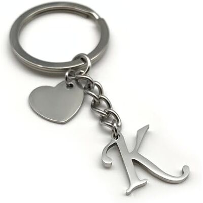 EVEMATE Sleutelhanger met hart initiële A-Z naam sleutelhanger handgemaakt roestvrij staal vriend vriendin partner auto (K) 75mm EVEMATE Sleutelhanger met hart initiële A-Z naam sleutelhanger handgemaakt roestvrij staal vriend vriendin partner auto (K) 75mm