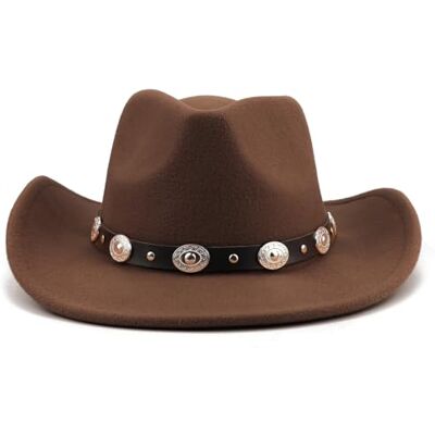 DRESHOW Fedora-hoed met brede rand voor dames, met riemgesp, retro, panama floppy hoed, 1 x Fedora Hoed: Coffee Style-01, Eén maat Eén maat DRESHOW Fedora-hoed met brede rand voor dames, met riemgesp, retro, panama floppy hoed, 1 x Fedora Hoed: Coffee Style-01, Eén maat Eén maat
