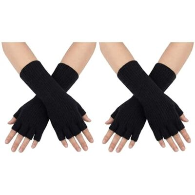 Pangda 2 paar uniseks vingerloze handschoenen, gebreide handschoenen, rekbaar, voor het verlengen van de pols, warme winterhandschoenen, zwart M Pangda 2 paar uniseks vingerloze handschoenen, gebreide handschoenen, rekbaar, voor het verlengen van de pols, warme winterhandschoenen, zwart M
