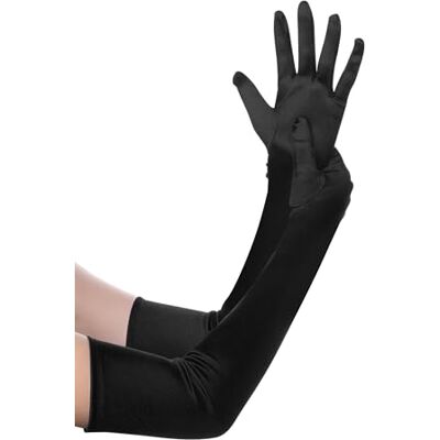 BABEYOND Dameshandschoenen, satijn, opera, feest, Audrey Hepburn handschoenen, 1920-stijl, elastisch, voor volwassenen, maat elleboog tot pols, lengte 52 cm, Zwart, one size one size BABEYOND Dameshandschoenen, satijn, opera, feest, Audrey Hepburn handschoenen, 1920-stijl, elastisch, voor volwassenen, maat elleboog tot pols, lengte 52 cm, Zwart, one size one size