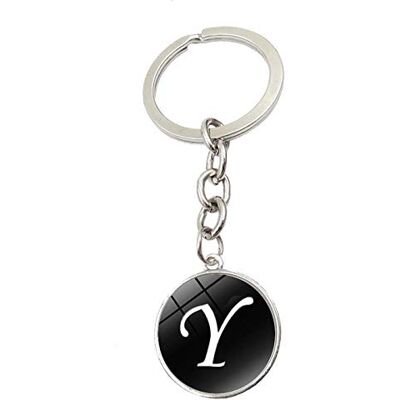 LZHLMCL Sleutelhanger, hanger, 26 Engelse letters, tijd, edelsteen hanger van glas, sleutelhanger van metaal, sleutelhanger, accessoires, kleine geschenken, En, 7.8cm LZHLMCL Sleutelhanger, hanger, 26 Engelse letters, tijd, edelsteen hanger van glas, sleutelhanger van metaal, sleutelhanger, accessoires, kleine geschenken, En, 7.8cm