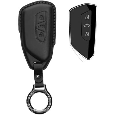 kwmobile Autosleutelaccessoire compatibel met VW Golf 8 3-knops hoes echt lederen autosleutelhoes met sleutelhanger zwart kwmobile Autosleutelaccessoire compatibel met VW Golf 8 3-knops hoes echt lederen autosleutelhoes met sleutelhanger zwart