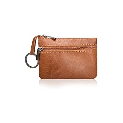 PORRASSO Lederen Portemonnee Waterdicht Draagbare Sleutelhanger Multifunctionele Retro Coin Purse voor Dames Man, Bruin, L, Bruin PORRASSO Lederen Portemonnee Waterdicht Draagbare Sleutelhanger Multifunctionele Retro Coin Purse voor Dames Man, Bruin, L, Bruin