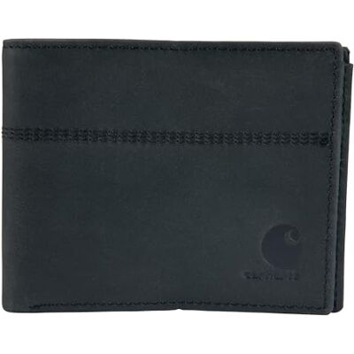Carhartt Casual lederen portemonnee voor heren, verkrijgbaar in verschillende stijlen en kleuren voor reizen, zwart (2 kleppen), één maat Carhartt Casual lederen portemonnee voor heren, verkrijgbaar in verschillende stijlen en kleuren voor reizen, zwart (2 kleppen), één maat