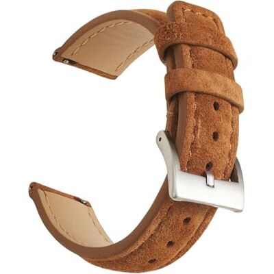 HRTUFN WCC00816 Suède horlogeband 18 mm, 20, 22, bruin, grijs, zwart, echt leer, snelsluiting, zacht, accessoires voor heren HRTUFN WCC00816 Suède horlogeband 18 mm, 20, 22, bruin, grijs, zwart, echt leer, snelsluiting, zacht, accessoires voor heren