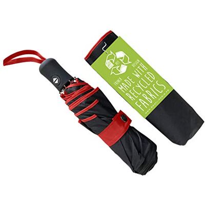 SMATI Paraplu voor dames en heren van gerecyclede stof, milieuvriendelijk object, robuust, winddicht, automatische opening, compacte opvouwbare paraplu voor reizen, Rood, Opvouwbare paraplu SMATI Paraplu voor dames en heren van gerecyclede stof, milieuvriendelijk object, robuust, winddicht, automatische opening, compacte opvouwbare paraplu voor reizen, Rood, Opvouwbare paraplu