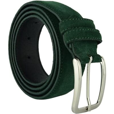 GRESEL Suède riem voor dames en heren, echt leer, gemaakt in Italië, in te korten, Groen 115 (TAGLIA 50-52) GRESEL Suède riem voor dames en heren, echt leer, gemaakt in Italië, in te korten, Groen 115 (TAGLIA 50-52)