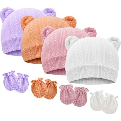 DRESHOW Babymutsen en wanten, beschermende wanten, pasgeborenen, peuters, zacht, schattig, gebreid, muts, 0-6 maanden, één maat, 4 sets: Bear Ears Hoeden & Mittens A06UK Taille unique DRESHOW Babymutsen en wanten, beschermende wanten, pasgeborenen, peuters, zacht, schattig, gebreid, muts, 0-6 maanden, één maat, 4 sets: Bear Ears Hoeden & Mittens A06UK Taille unique