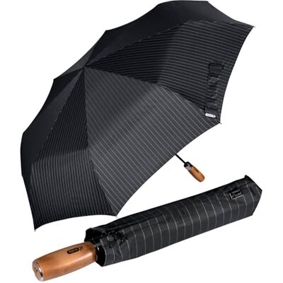 iX-brella IX de Brella Monsieur XXL display 121 cm met echt houten handvat en automatische sluiting, Pinstripes met handvat iX-brella IX de Brella Monsieur XXL display 121 cm met echt houten handvat en automatische sluiting, Pinstripes met handvat