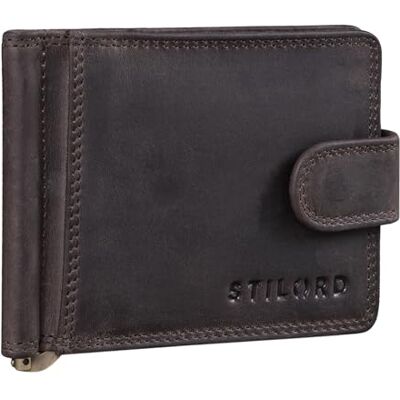 STILORD 'Lino' Herenportemonnee met geldclip, leer, RFID-tas, portemonnee met NFC-bescherming, portemonnee, creditcardhouder van echt leer, Donkerbruin, Portemonnee STILORD 'Lino' Herenportemonnee met geldclip, leer, RFID-tas, portemonnee met NFC-bescherming, portemonnee, creditcardhouder van echt leer, Donkerbruin, Portemonnee