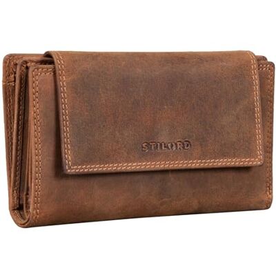 STILORD "Ira" damesportemonnee, RFID-leer, vintage portemonnee met NFC-bescherming, creditcardhouder, portemonnee, retro lederen tas, kleur: bergamo bruin STILORD "Ira" damesportemonnee, RFID-leer, vintage portemonnee met NFC-bescherming, creditcardhouder, portemonnee, retro lederen tas, kleur: bergamo bruin