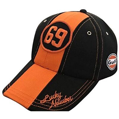 Gulf Vintage 69 Lucky Number Baseball Cap Zwart/Oranje Gulf Vintage 69 Lucky Number Baseball Cap Zwart/Oranje