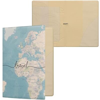 kwmobile Reispaspoorthouder, flipcase met elastische sluiting, paspoort- of identiteitskaartbescherming, zwart-beige-blauw kwmobile Reispaspoorthouder, flipcase met elastische sluiting, paspoort- of identiteitskaartbescherming, zwart-beige-blauw