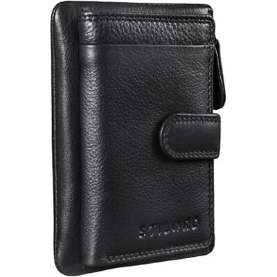 STILORD "Garrett" Kaarthouder met sleutelhanger, leer, mini-portemonnee voor heren en dames, met RFID- en NFC-bescherming, portemonnee, echt leer, kleur: zwart, zwart., Portemonnee STILORD "Garrett" Kaarthouder met sleutelhanger, leer, mini-portemonnee voor heren en dames, met RFID- en NFC-bescherming, portemonnee, echt leer, kleur: zwart, zwart., Portemonnee