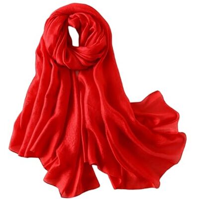 Lina & Lily Lange sjaal voor dames, licht en glanzend, rood, één maat Eén maat Lina & Lily Lange sjaal voor dames, licht en glanzend, rood, één maat Eén maat