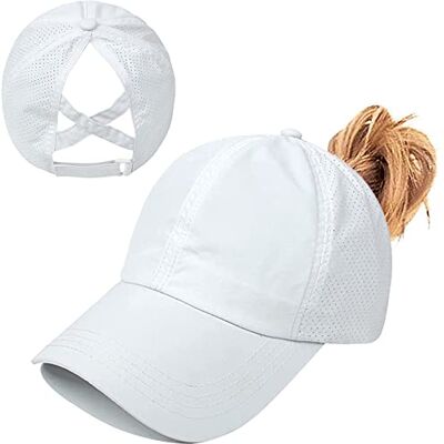 Baynetin Paardenstaart honkbalpet dames zomer verstelbaar sneldrogend mesh ademende honkbalpet unisex criss cross hoeden sport muts, Bianco, One Size One Size Baynetin Paardenstaart honkbalpet dames zomer verstelbaar sneldrogend mesh ademende honkbalpet unisex criss cross hoeden sport muts, Bianco, One Size One Size