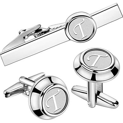 ERHTGUO Gepersonaliseerde initials manchetknopen en stropdas clipset Frans pak (blauw) ERHTGUO Gepersonaliseerde initials manchetknopen en stropdas clipset Frans pak (blauw)
