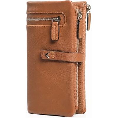 Lavalen ® Leren damesportemonnee – kaarthouder met grote capaciteit met RFID – portemonnee voor dames van leer – elegant handgemaakt paard – origineel cadeau-idee, cognac Lavalen ® Leren damesportemonnee – kaarthouder met grote capaciteit met RFID – portemonnee voor dames van leer – elegant handgemaakt paard – origineel cadeau-idee, cognac