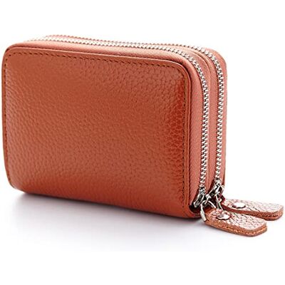 JUVEL Portemonnee van echt leer voor dames, creditcardhouder van leer, dubbele ritssluiting, wisselzak, portemonnee, kaarthouder, mini eenvoudige muntzak, Bruin, Klassiek JUVEL Portemonnee van echt leer voor dames, creditcardhouder van leer, dubbele ritssluiting, wisselzak, portemonnee, kaarthouder, mini eenvoudige muntzak, Bruin, Klassiek