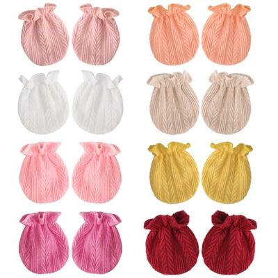 DRESHOW Geboorte Babywanten Babyhandschoenen gestreepte katoenen handschoenen voor 0-6 maanden, 8 sets voor baby's mittens MT03-03, één maat Eén maat DRESHOW Geboorte Babywanten Babyhandschoenen gestreepte katoenen handschoenen voor 0-6 maanden, 8 sets voor baby's mittens MT03-03, één maat Eén maat