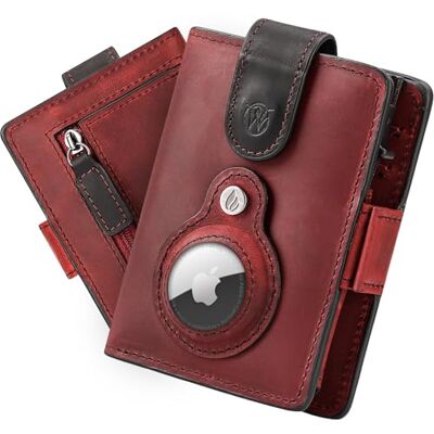 Will Fire ® AirTag Wallet Met AirTag-hanger Echt lederen portemonnee met muntvak en geldvak Extra veilige RFID-kaarthouder Ruimte voor maximaal (12), Rood, S, Lederen portemonnee Will Fire ® AirTag Wallet Met AirTag-hanger Echt lederen portemonnee met muntvak en geldvak Extra veilige RFID-kaarthouder Ruimte voor maximaal (12), Rood, S, Lederen portemonnee