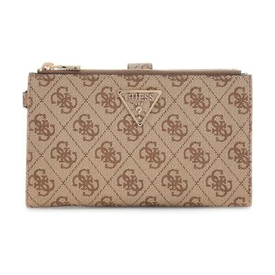 Guess Laurel II Dubbele Zip Organizer Wallet, Latte Logo Guess Laurel II Dubbele Zip Organizer Wallet, Latte Logo