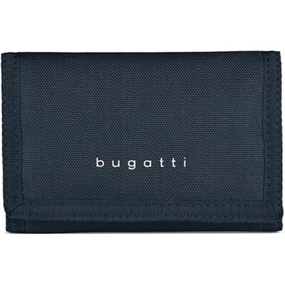 bugatti Trifold Unisex portemonnee met klittenbandsluiting portemonnee met RFID-bescherming, Navy Blauw, Modern bugatti Trifold Unisex portemonnee met klittenbandsluiting portemonnee met RFID-bescherming, Navy Blauw, Modern