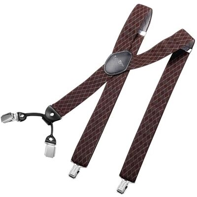 DonDon brede bretels 3,5 cm 4 Y-vormige leren clips elastisch en in lengte verstelbaar zwart blauw One Size DonDon brede bretels 3,5 cm 4 Y-vormige leren clips elastisch en in lengte verstelbaar zwart blauw One Size
