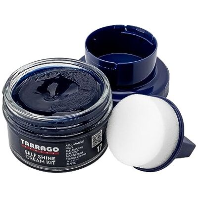 Tarrago Self Shine Cream Kit 50 ml, zelfglanzende wascrème voor schoenen, geschikt voor leer en kunstleer, schoenpoets, marineblauw (17), 50 ml 50 mL Tarrago Self Shine Cream Kit 50 ml, zelfglanzende wascrème voor schoenen, geschikt voor leer en kunstleer, schoenpoets, marineblauw (17), 50 ml 50 mL