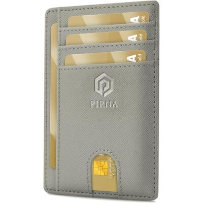 PIRNA Slanke en kleine creditcardhouder, portemonnee voor mannen en vrouwen, met geldvak en geschenkdoos, RFID-creditcardhouder, creditcardhouder voor mannen, Zilver Grijs, Kaarthouder PIRNA Slanke en kleine creditcardhouder, portemonnee voor mannen en vrouwen, met geldvak en geschenkdoos, RFID-creditcardhouder, creditcardhouder voor mannen, Zilver Grijs, Kaarthouder