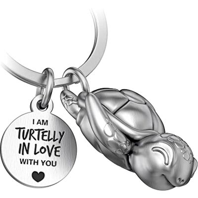 FABACH Snappy schildpad sleutelhanger met hart en gravure schattige schildpad sleutelhanger geluksbrenger schildpad ideaal cadeau voor je partner Turtelly in Love, antiek zilver FABACH Snappy schildpad sleutelhanger met hart en gravure schattige schildpad sleutelhanger geluksbrenger schildpad ideaal cadeau voor je partner Turtelly in Love, antiek zilver