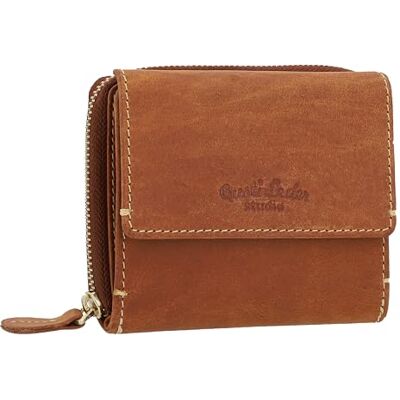 Gusti Leder Gusti Dames Portemonnee Leer RFID Blokkering Klein Portefeuille Saffiano Bruin met Kaartvakje en Ritsvak Compact Elegant 10,5x8,5x3 cm Gusti Leder Gusti Dames Portemonnee Leer RFID Blokkering Klein Portefeuille Saffiano Bruin met Kaartvakje en Ritsvak Compact Elegant 10,5x8,5x3 cm
