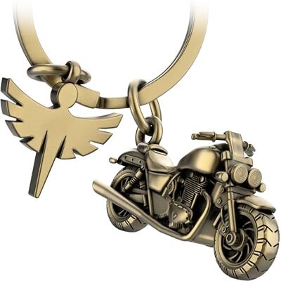 FABACH Sleutelhanger motorfiets met beschermengel Engel cadeau voor motorrijder Motorfiets geschenken Geluksbrenger sleutelhanger Zorgvuldig rijden, Brons, Eén maat, Modern FABACH Sleutelhanger motorfiets met beschermengel Engel cadeau voor motorrijder Motorfiets geschenken Geluksbrenger sleutelhanger Zorgvuldig rijden, Brons, Eén maat, Modern