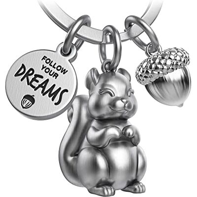 FABACH Skippy eekhoorn sleutelhanger met gravure Leuke eekhoorn sleutelhanger Geluksbrenger Motiverend cadeau voor vriendin Volg je dromen, antiek zilver, één maat, casual FABACH Skippy eekhoorn sleutelhanger met gravure Leuke eekhoorn sleutelhanger Geluksbrenger Motiverend cadeau voor vriendin Volg je dromen, antiek zilver, één maat, casual